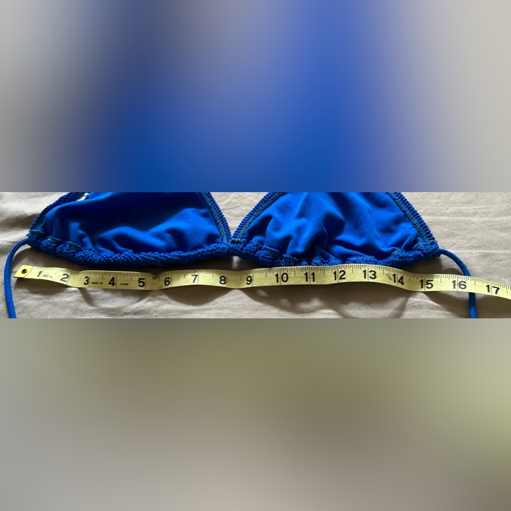 Triangle String Bikini Top W/Texture In Blue Guc … - image 4